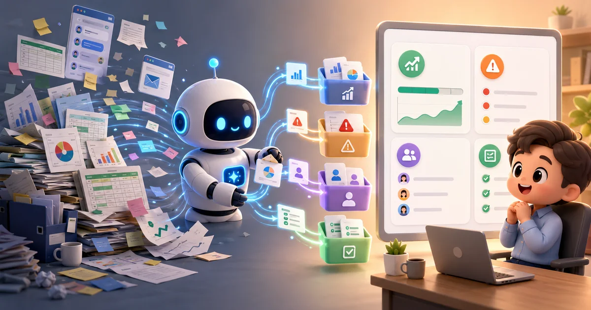 AI 協助整理進度報告示意圖